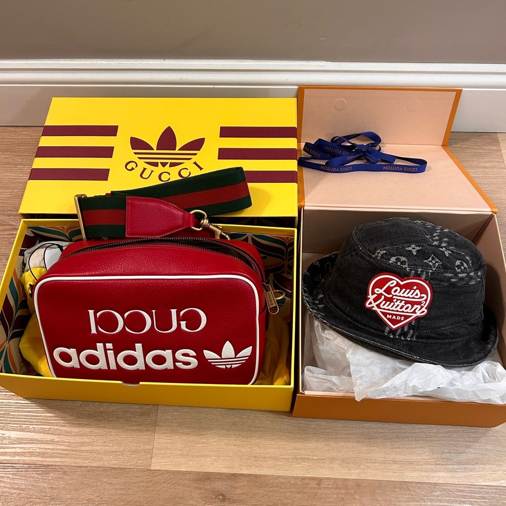 Sold…Louis Vuitton x Nigo bucket hat & Gucci x Adidas messenger bag…YOU GET BOTH